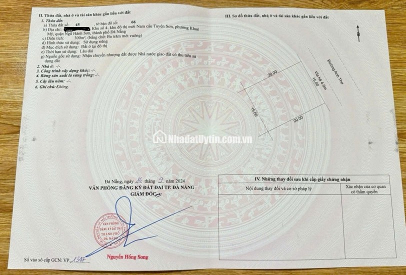 ĐÀ NẴNG - Bán đất khu Biệt thự ANH THƠ - NAM VIỆT Á
DT 300m2